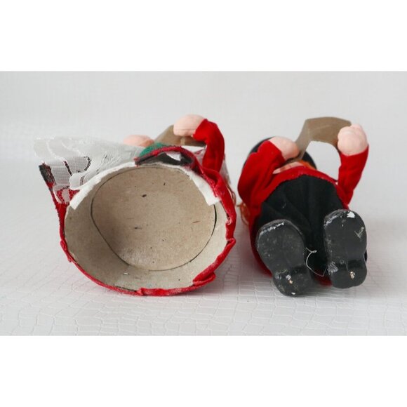 Vintage Christmas Paper Mache Fabric Carolers Man Woman - Picture 5 of 5